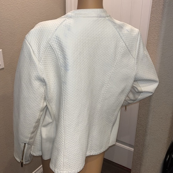 CALVIN KLEIN WHITE LEATHER JACKET SZ XL - Picture 7 of 14